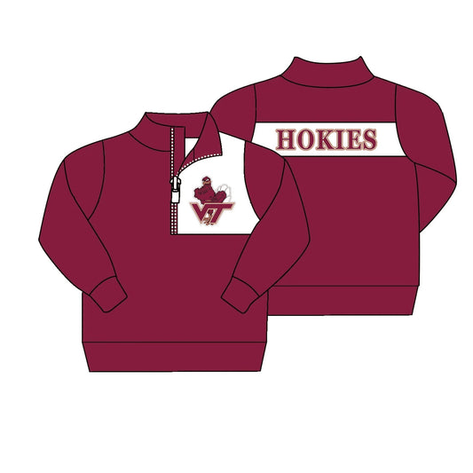 Deadline July 21 custom no moq  eta 6-7weeks  Boys Maroon Team Zip-Up Jacket