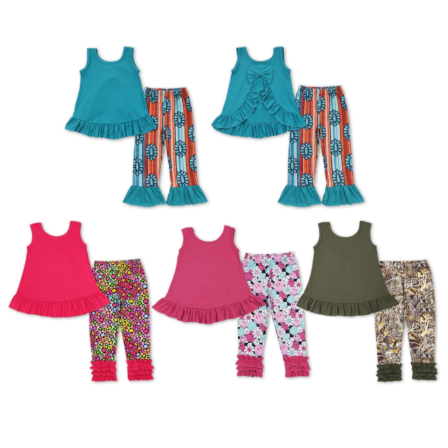 RTS NO MOQ Baby Girl Sleeveless Top Pants Pajamas Set