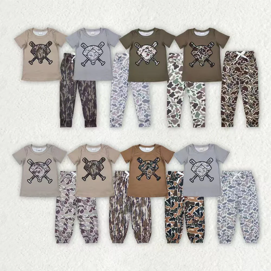 RTS NO MOQ Sibling Baby boy clothes camouflage short-sleeved pants sets