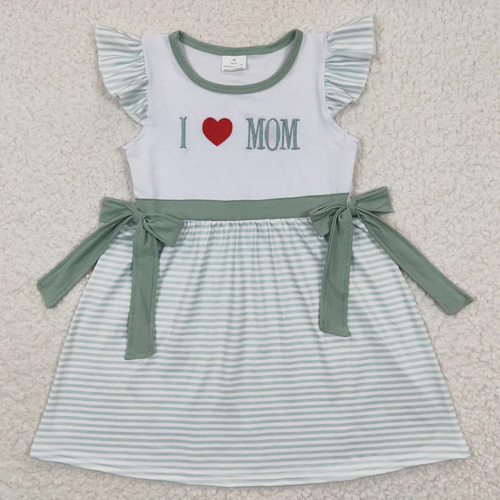 RTS NO MOQ Mother's Day Girls Boys Green Sibling Rompers Clothes Sets