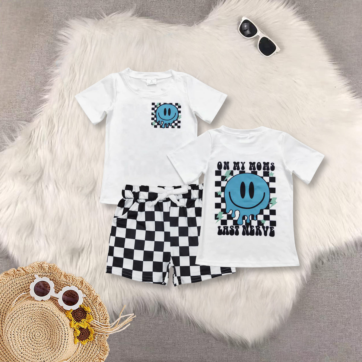 RTS NO MOQ Sibling baby boys clothes Short Sleeve Suit  & Top and shorts