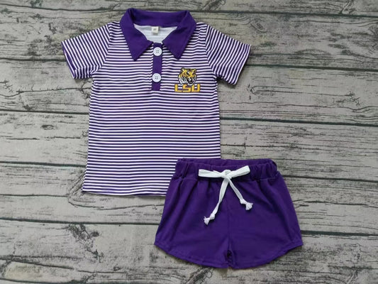 Deadline July 31th Purple short-sleeved shorts lsu purple suit