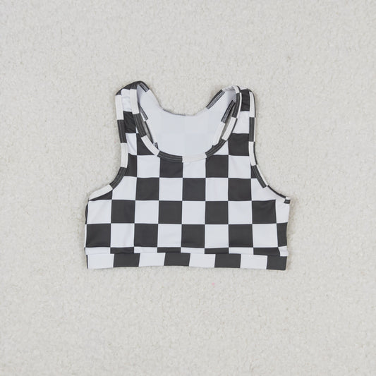 rts no moq GT0522 Black and white plaid sleeveless top