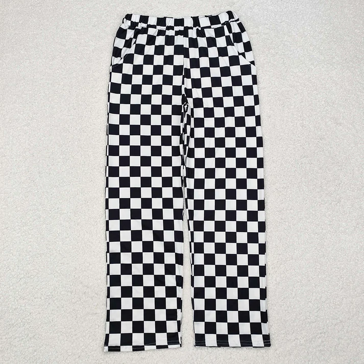 RTS NO MOQ Adult Women Pink Black Checkered Two Colors Bottom Pants