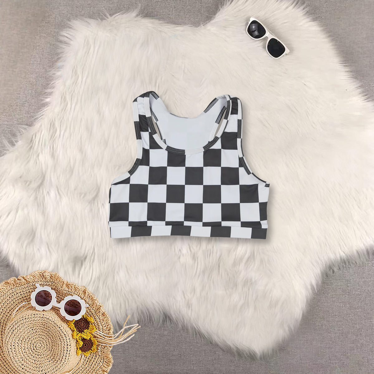 RTS NO MOQ Sibling baby girl clothes plaid short-sleeved top lace trousers sets and top and pants