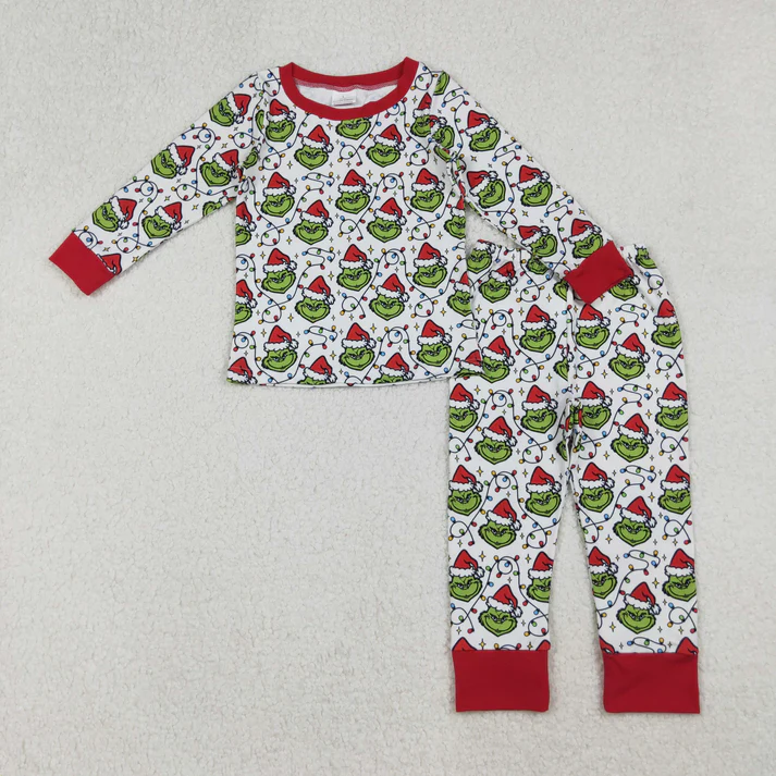 RTS NO MOQ Sibling Baby Girls Boys clothes Christmas cartoon long Sleeve Pants pajamas Sets
