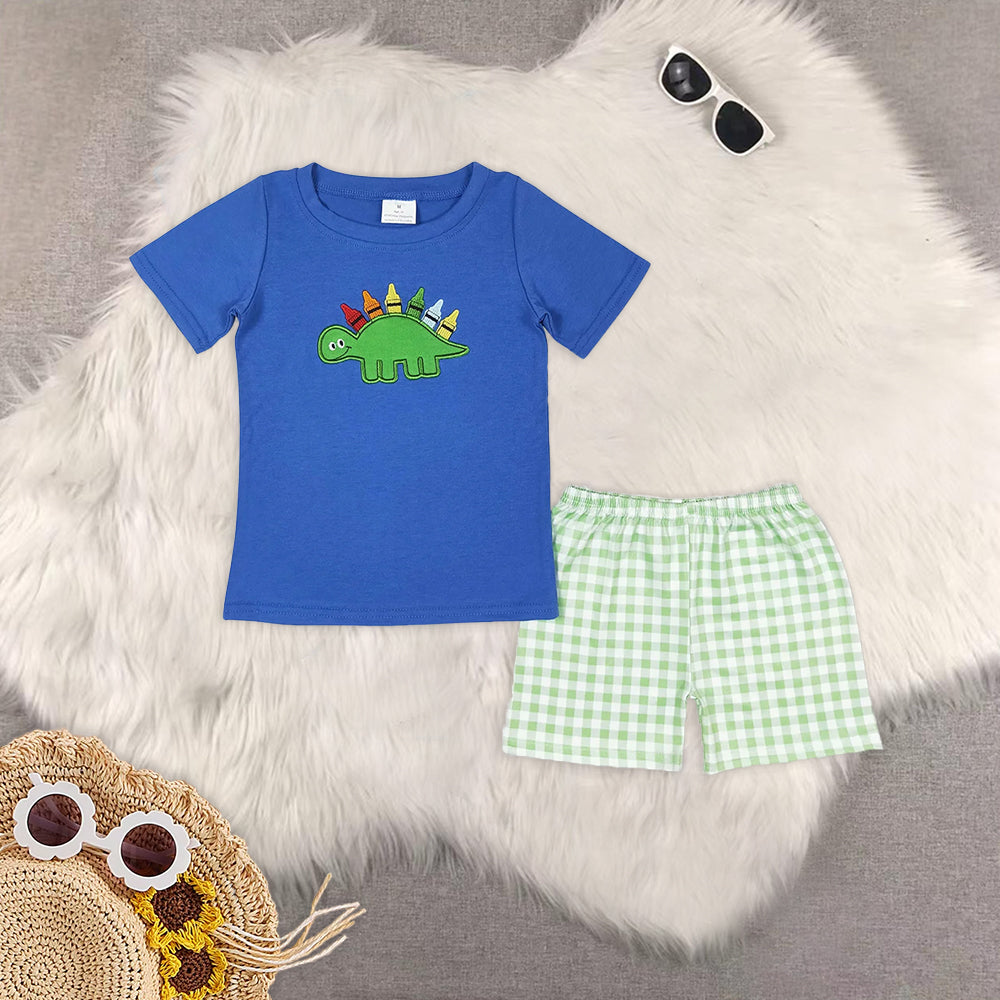 RTS NO MOQ Embroidery short-sleeved shorts suit & short-sleeved sets