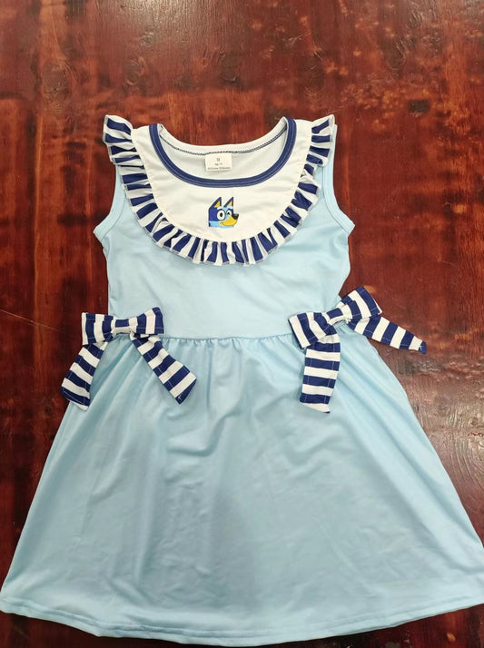 custom moq 5 eta 5weeks mix size girls clothes bluey flying sleeve dress