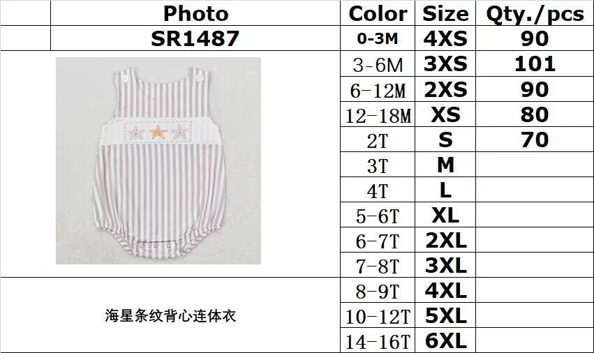 RTS no moq SR1487 Starfish striped vest bodysuit