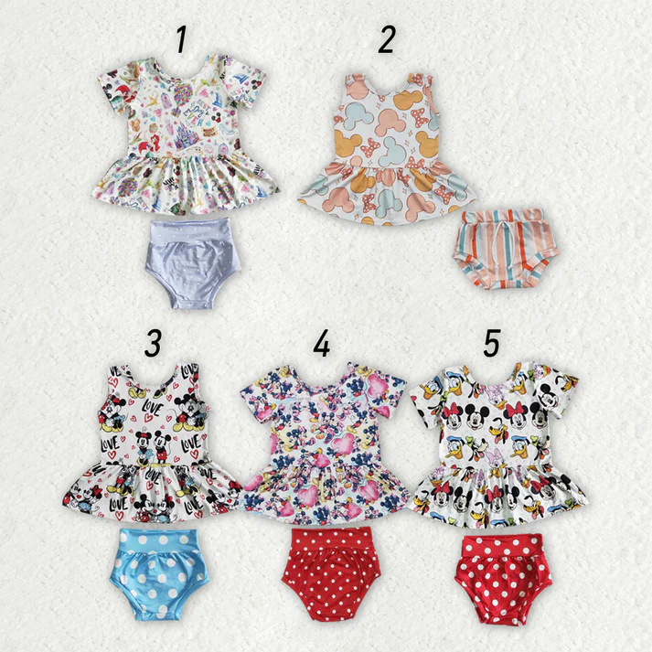 RTS NO MOQ Baby girl clothes Shorts Sleeve briefs sets Mixed Sizes