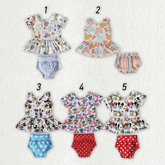 RTS NO MOQ Baby girl clothes Shorts Sleeve briefs sets Mixed Sizes