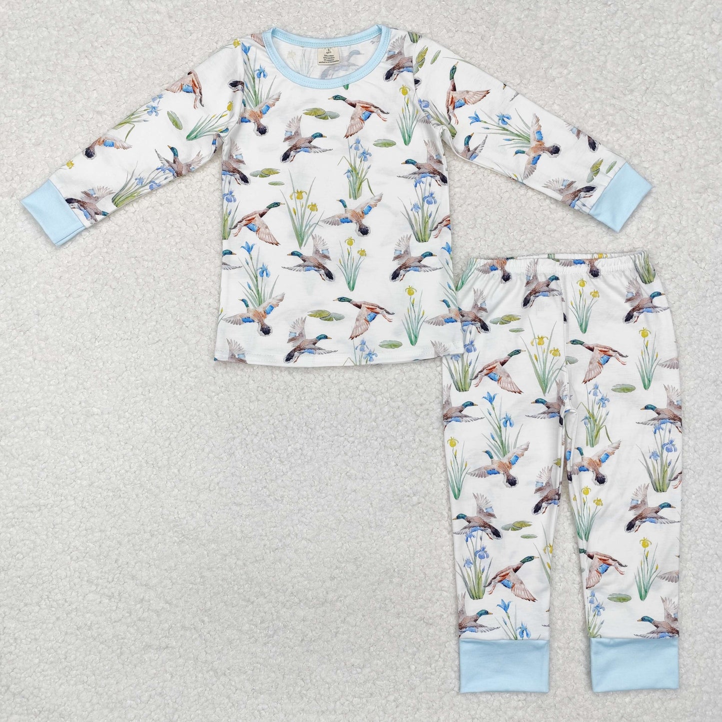 BAMBOO RTS NO MOQ ETA 5/7days arrived BLP1034 Modal duck floral blue and white long-sleeved trousers pajama set