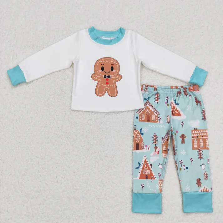 RTS NO MOQ Sibling Baby girls boy clothes Embroidery Christmas long-sleeved trousers suits