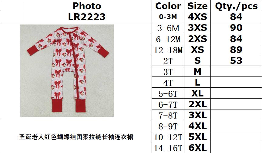 RTS NO MOQ LR2223 Santa Claus red bow pattern zipper long-sleeved dress