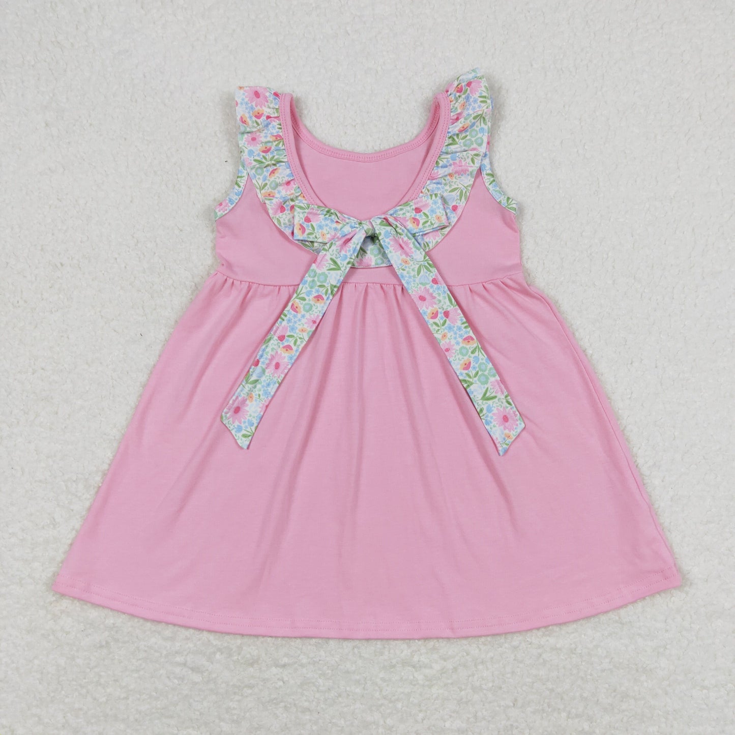 GSD0961 Floral floral bow lace pink sleeveless dress