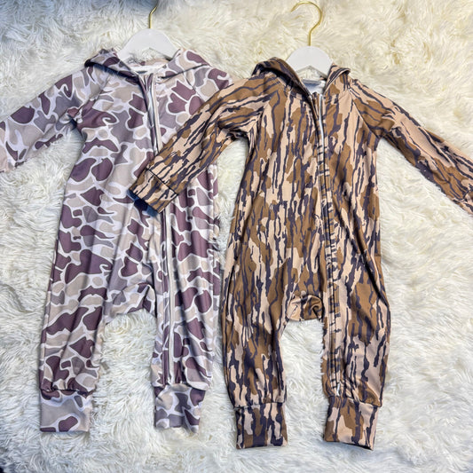 RTS NO MOQ Sibling baby Boys clothes camouflage hooded long sleeve rompers