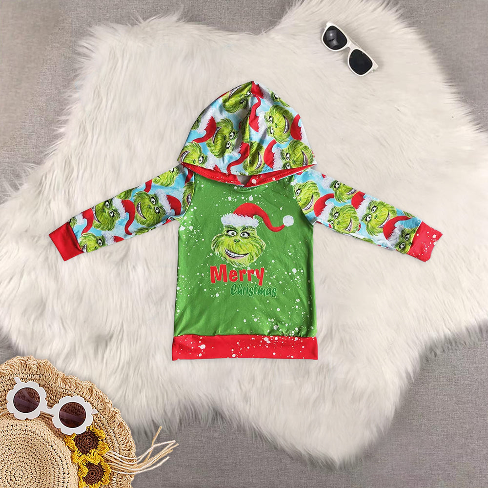 RTS NO MOQ baby girl clothes Christmas hooded long sleeved tops