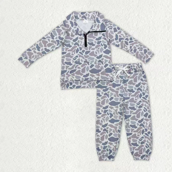 RTS NO MOQ Sibling Baby boy clothes yoga camouflage long-sleeved trousers suits and adult set