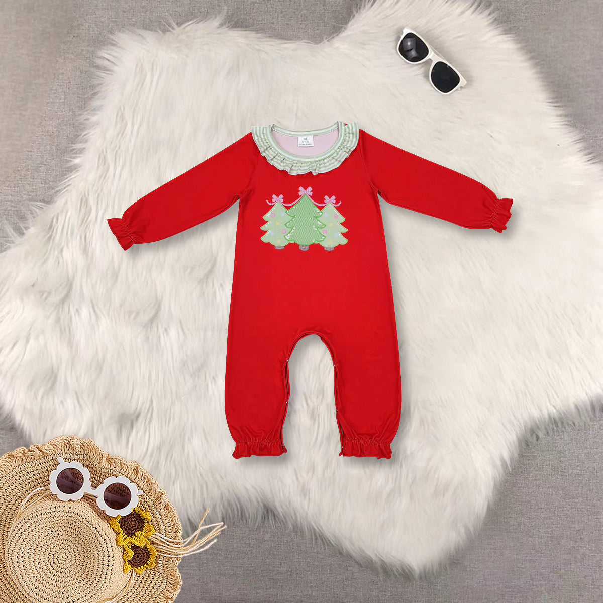 RTS NO MOQ baby girl clothes Christmas long sleeve Rompers Clothes Sets