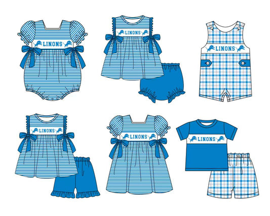 Custom moq 5 mix size milk silk summer teams baby boys girl clothes blue short sleeve shorts sets 2 and brief sets and dress and rompers 2