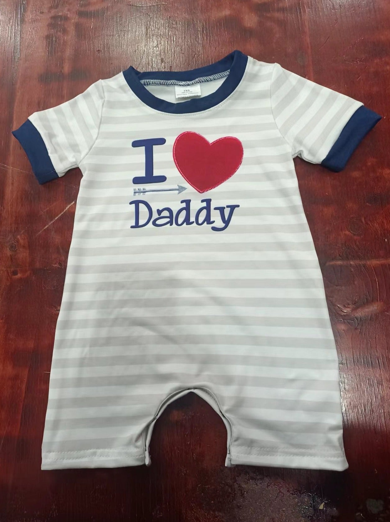 custom moq 5 eta 5weeks mix size baby boys clothes i love daddy striped romper