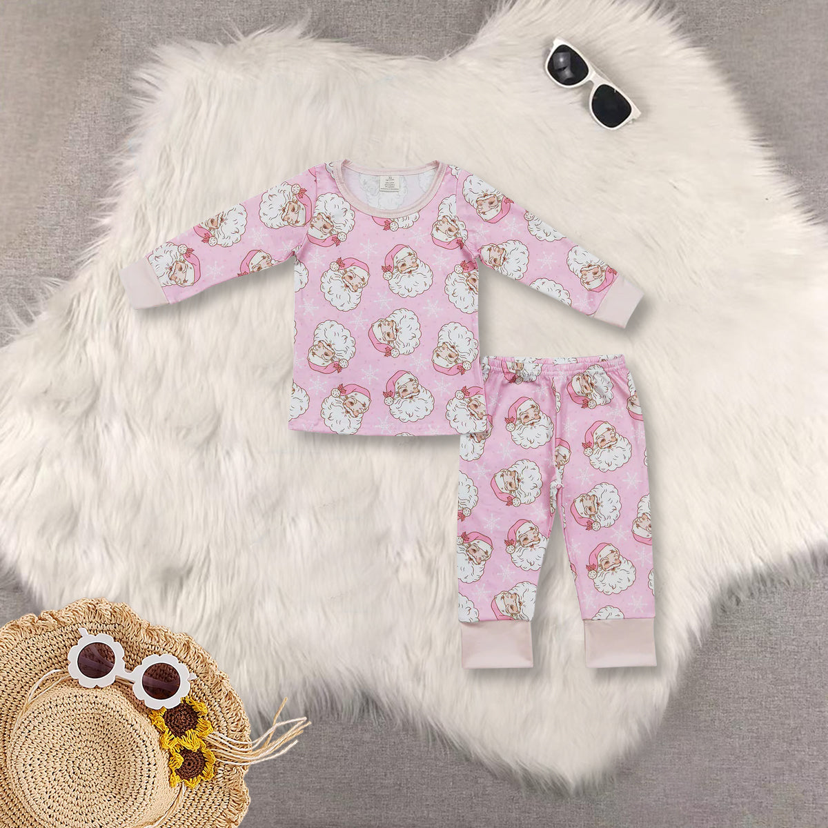 RTS NO MOQ baby girl clothes bamboo Christmas long sleeve Rompers Clothes Sets