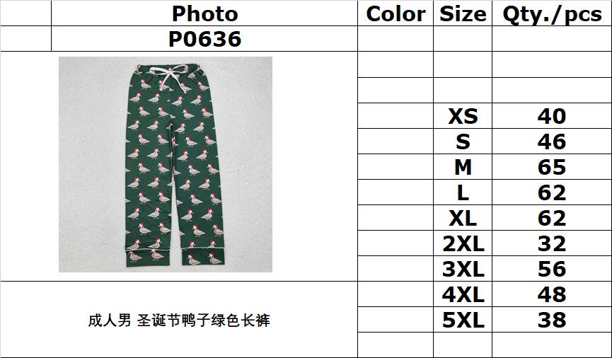 RTS NO MOQ ETA 5/7days arrived P0636 Adult male Christmas duck green trousers