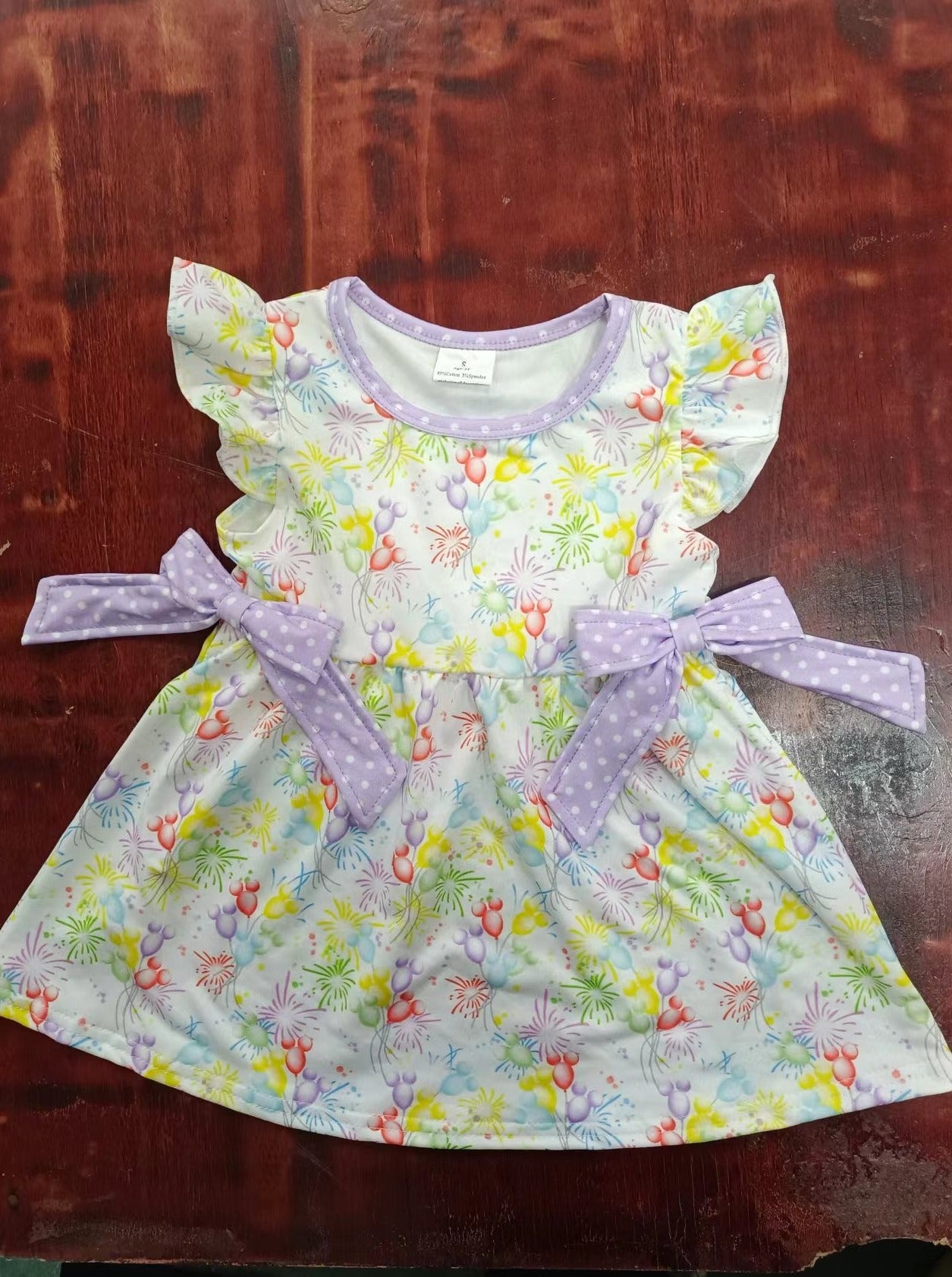 custom moq 5 eta 5weeks mix size girls clothes floral purple flying sleeve dress