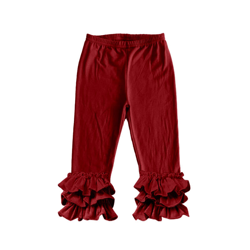 Deadline: February 8th Solid color pleated trousers Dark red ruffle pants