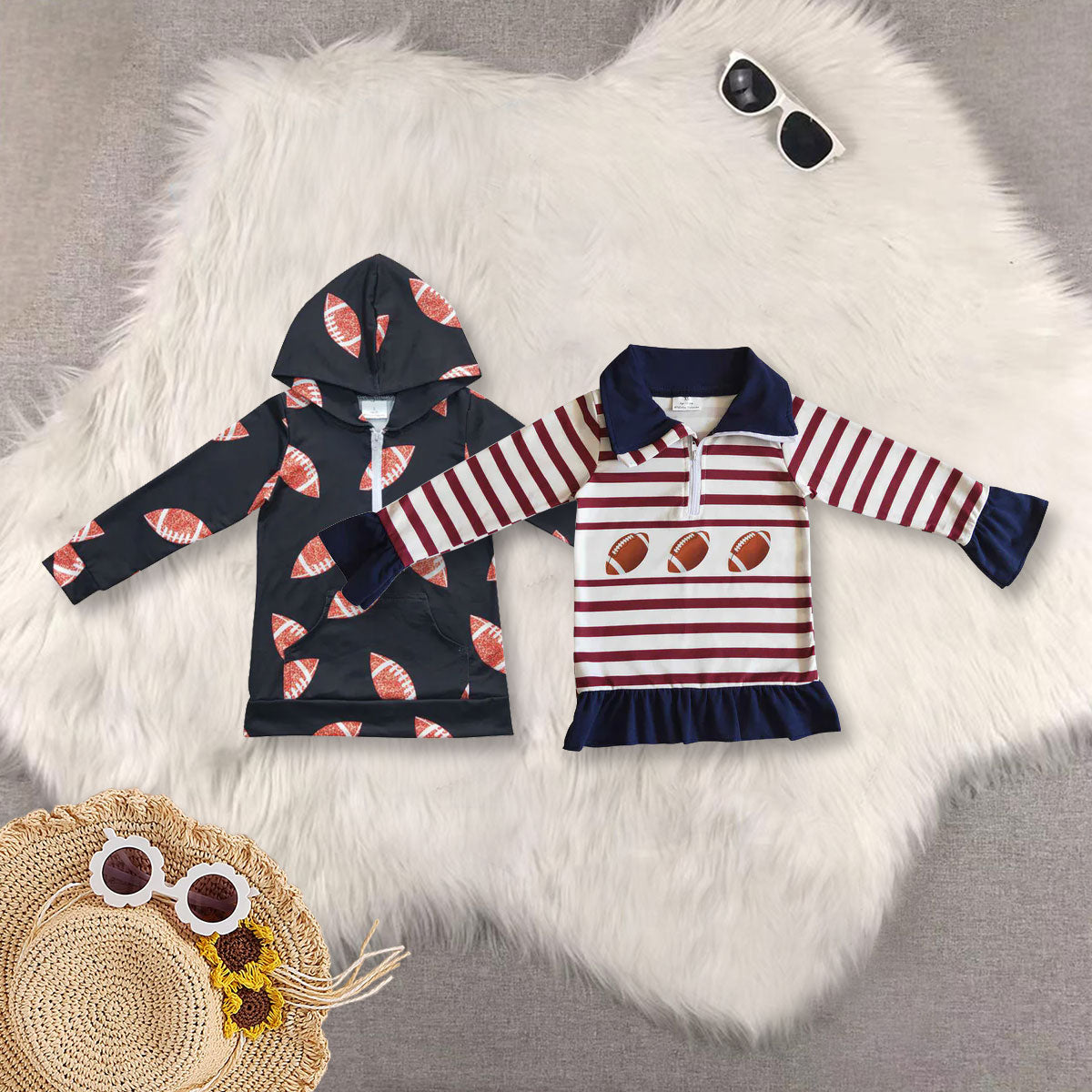 RTS NO MOQ Sibling baby girl boy clothes zipper hooded pocket long sleeve pullover jacket