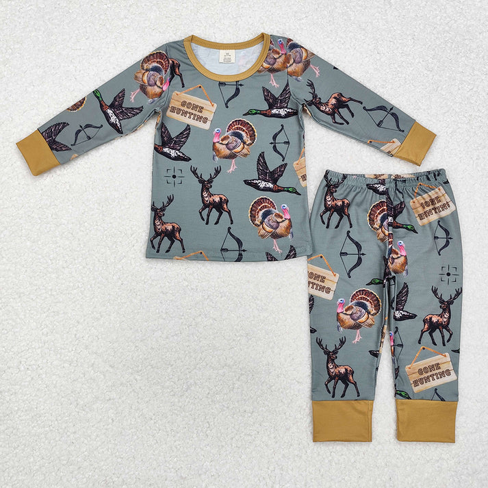 RTS NO MOQ Baby boy clothes Hunting duck long sleeve sets and romper and adult man pants