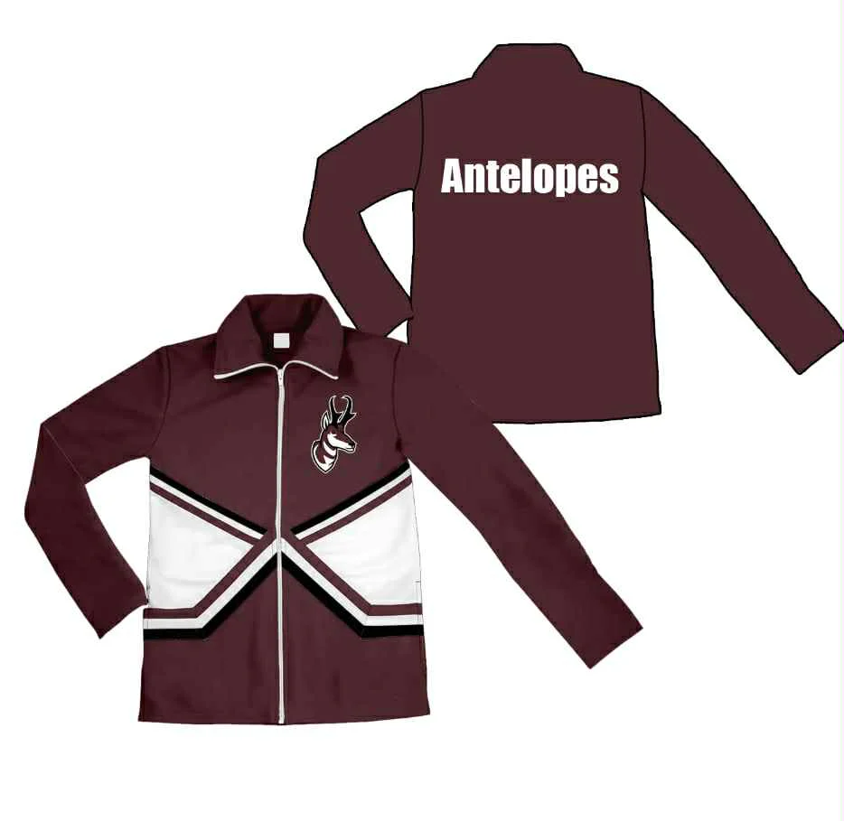 PRE ORDER Deadline July 31 custom no moq Children's boutique clothing Maroon long sleeve jacket Long Sleeve Zip-Up Jacket