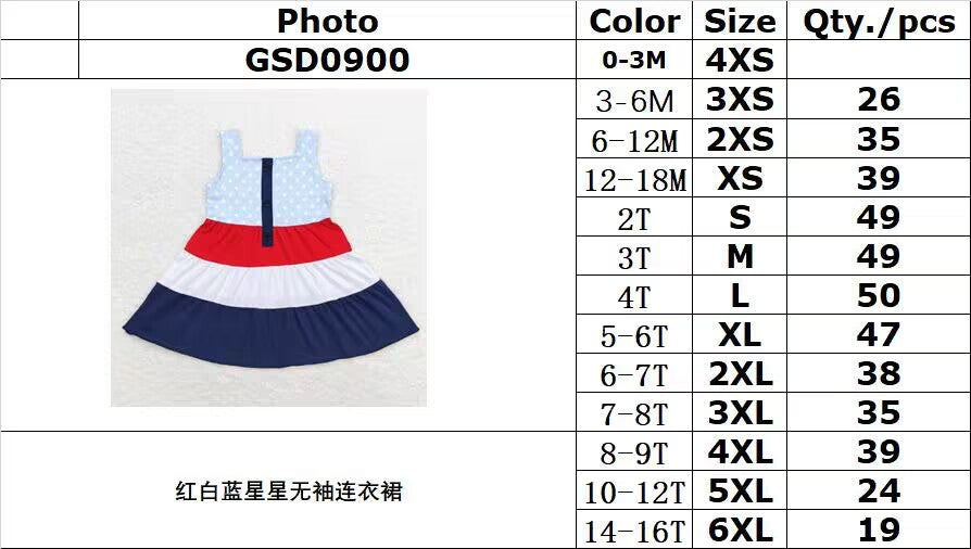 GSD0900 Red White and Blue Stars Sleeveless Dress