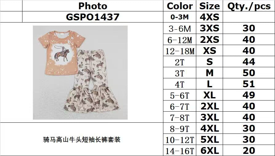 GSPO1437 Horse riding alpine cow head short sleeve trousers suit