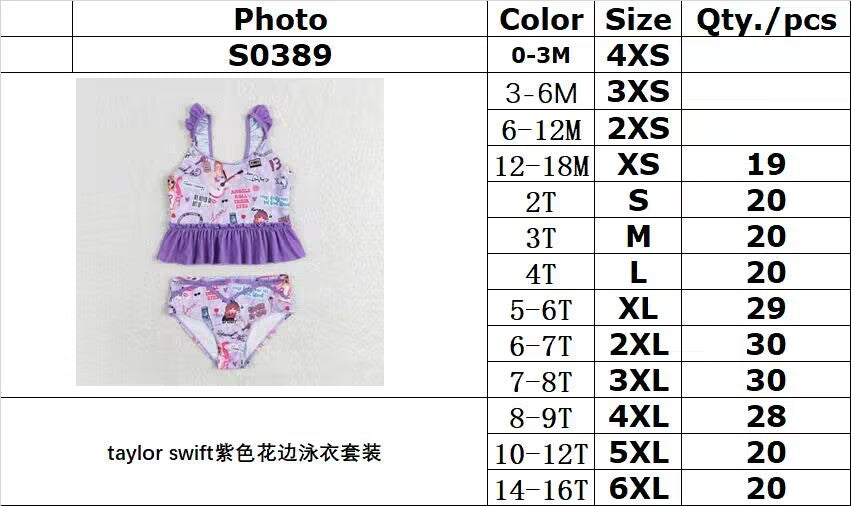 rts no moq S0389 Taylor Swift purple lace swimsuit set