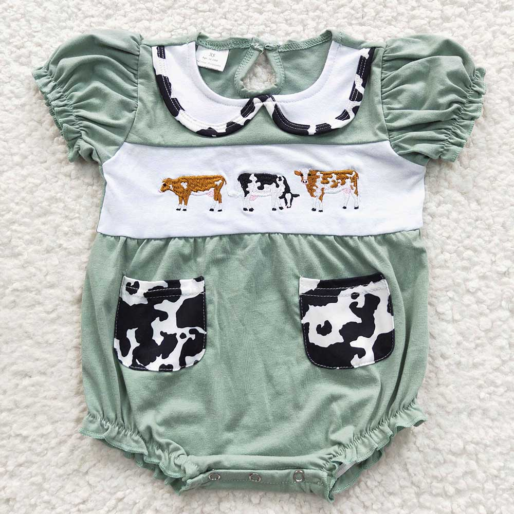 Baby Kids Western Cow Embroidery Summer Siblin Clothes