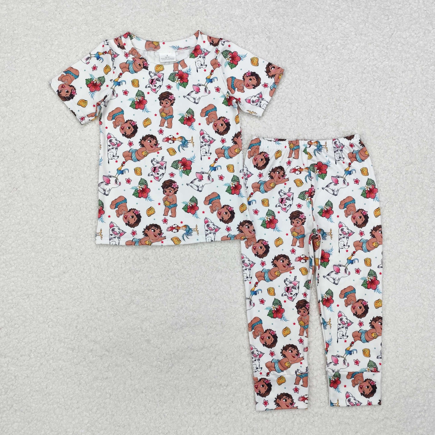 RTS NO MOQ ETA 5/7days Arrived GSPO1750 Cartoon flower animal white short-sleeved long pants pajamas set