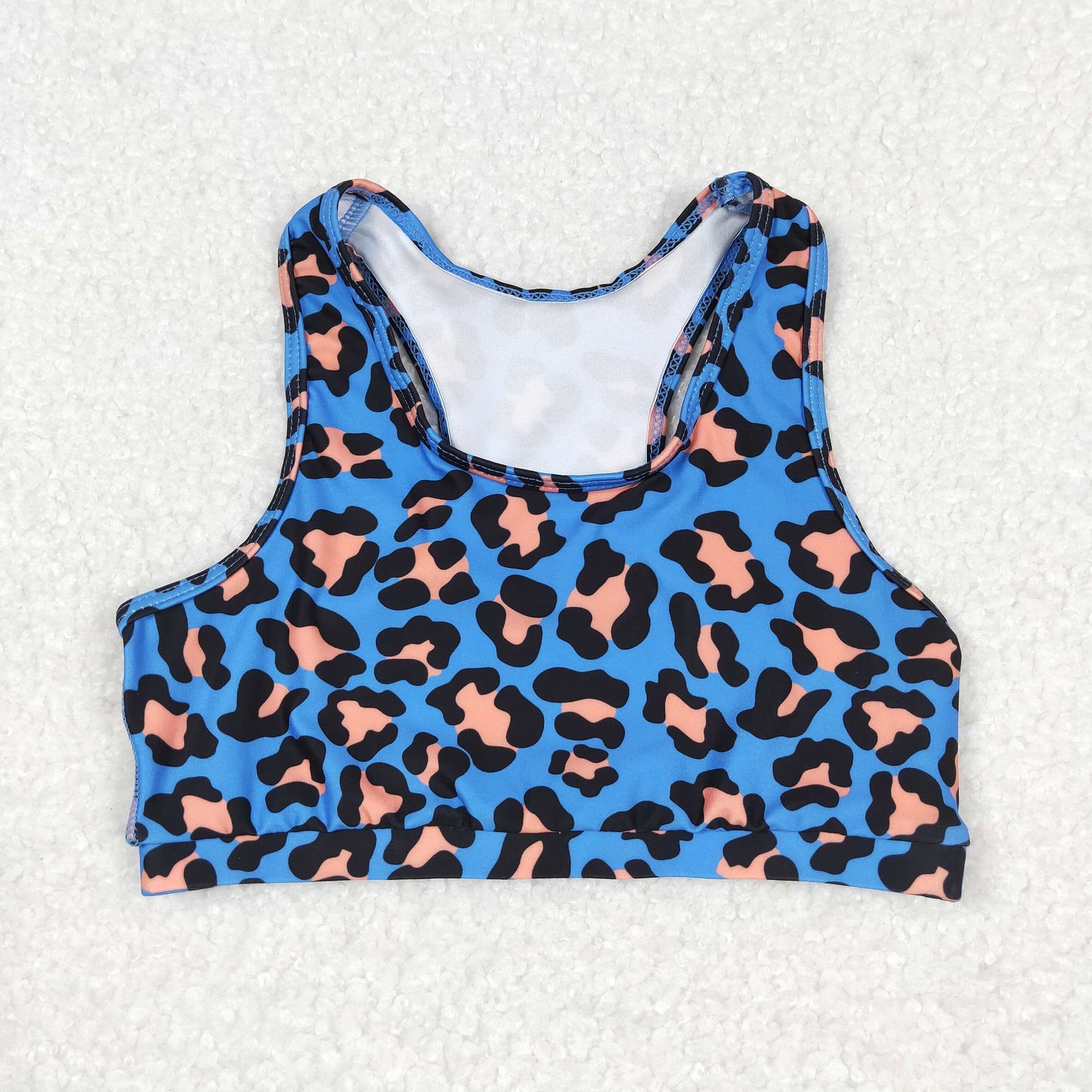 rts no moq GT0517 Blue and orange leopard print sleeveless top