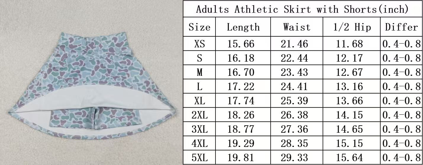 RTS NO MOQ（In Stock) GLK0132 Adult Women's Duck and Puppy Light Brown and Green Camouflage Yoga Skirt