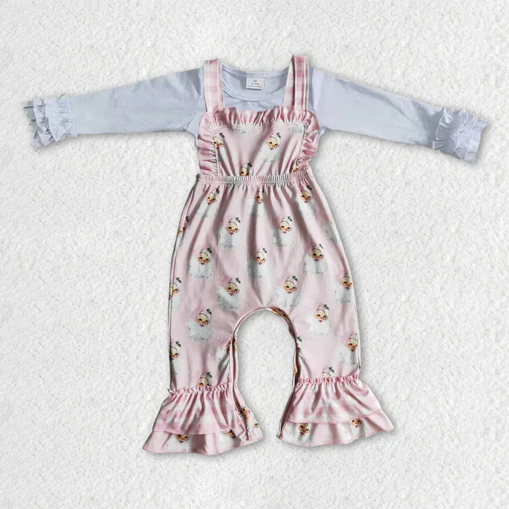 RTS NO MOQ Sibling baby girl clothes Christmas long sleeve long suspenders jumpsuits Sets