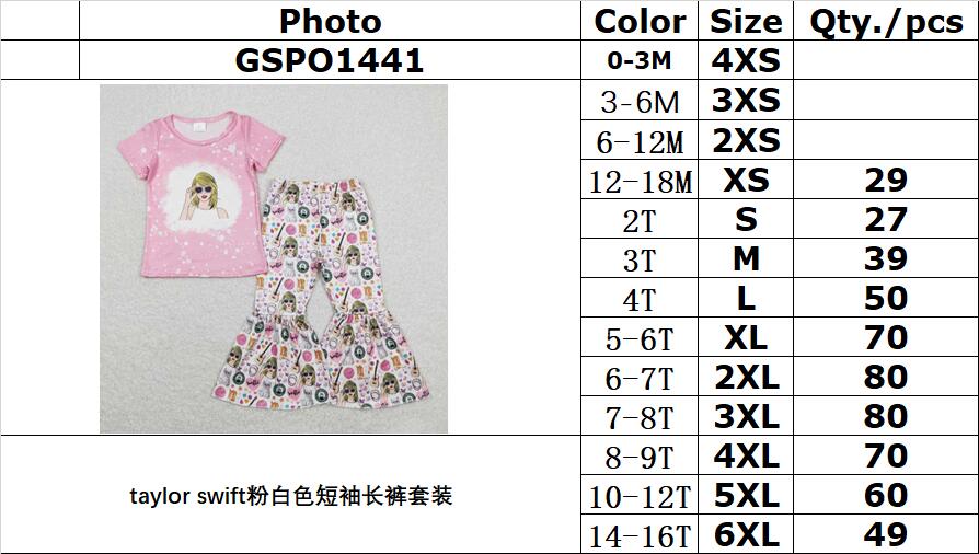 GSPO1441 taylor swift pink and white short-sleeved trousers suit