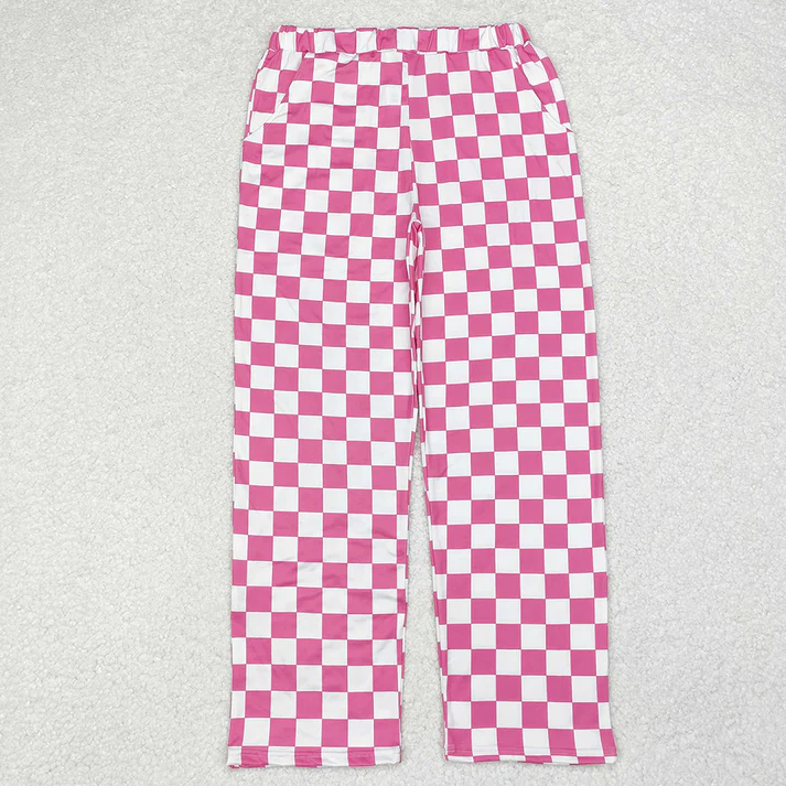 RTS NO MOQ Adult Women Pink Black Checkered Two Colors Bottom Pants