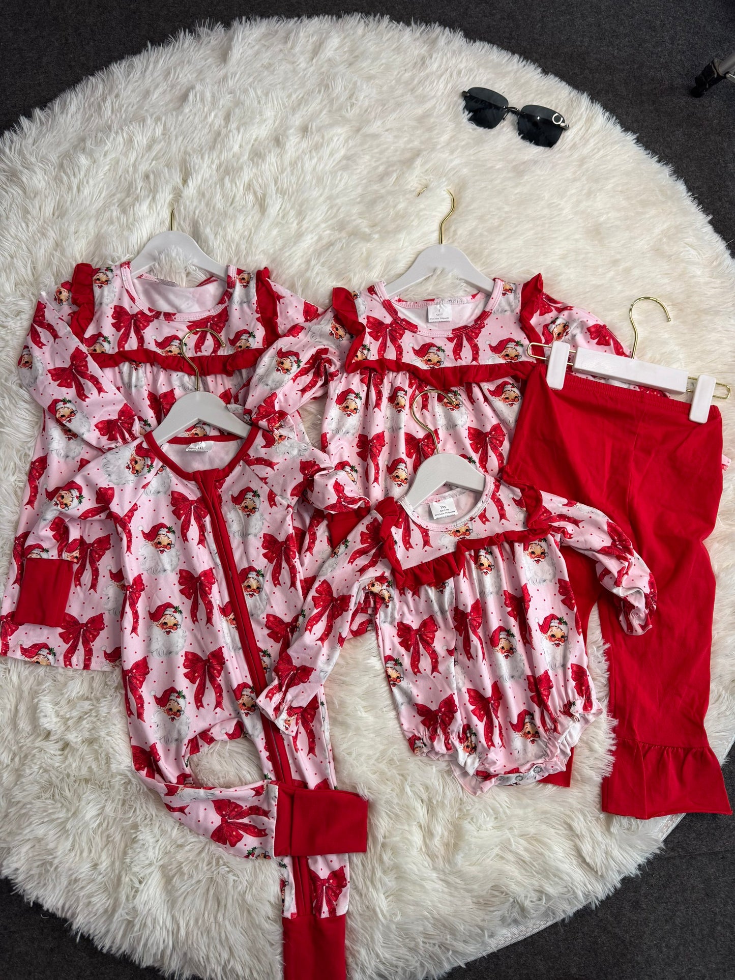 RTS Sibling baby girls clothes Christmas red long Sleeve pants sets and dress and rompers