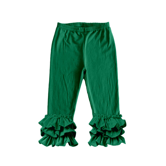 Deadline: February 8th Solid color pleated trousers green ruffle pants