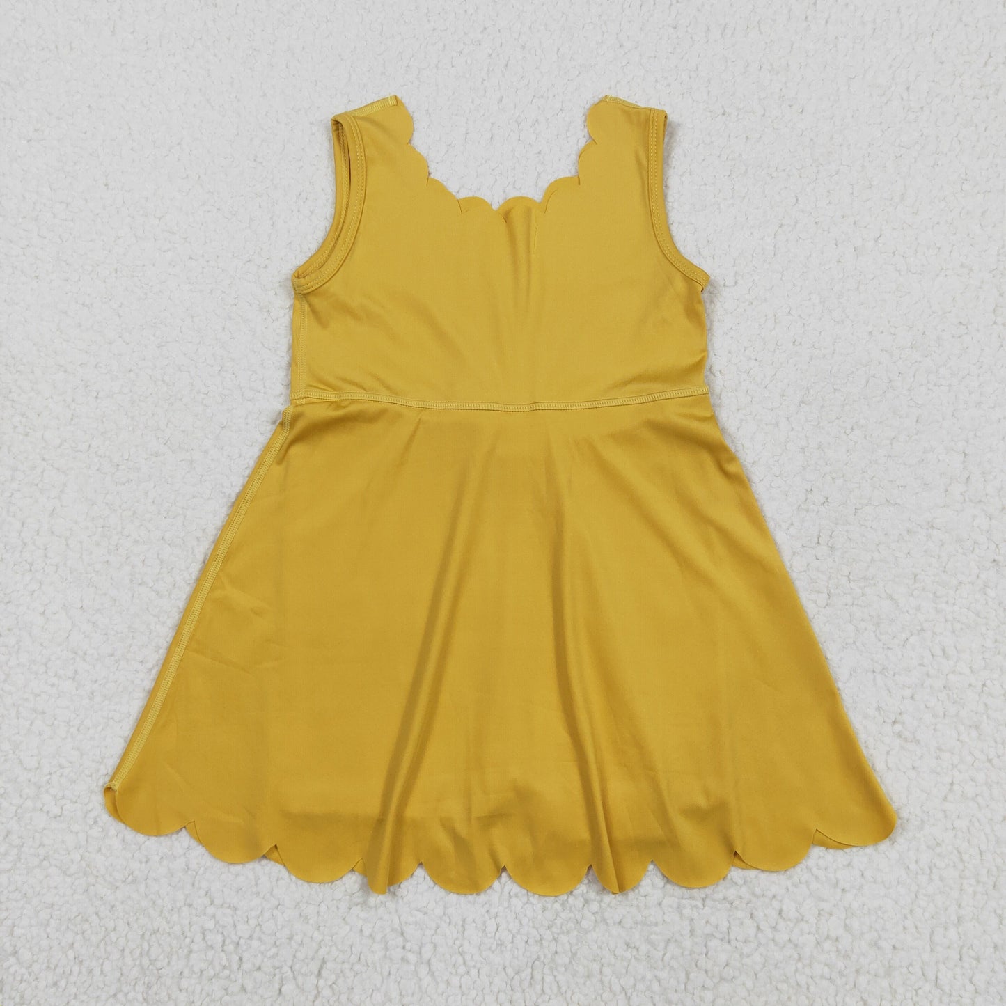 RTS NO MOQ GSD2373 Solid yellow lace yoga sleeveless dress