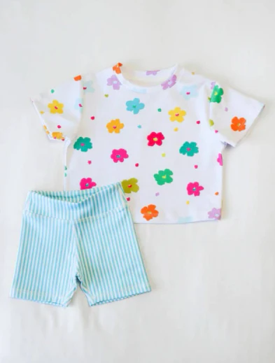 deadline June 6  baby kids pajamas Sunflower short sleeve shorts suit