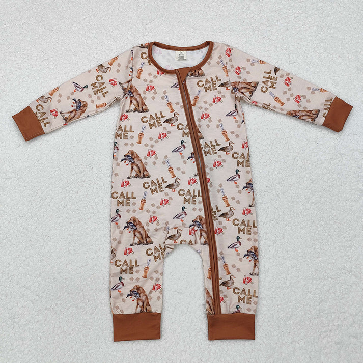 RTS NO MOQ Baby Boys Bamboo Duck Turkey Long Sleeve Romper