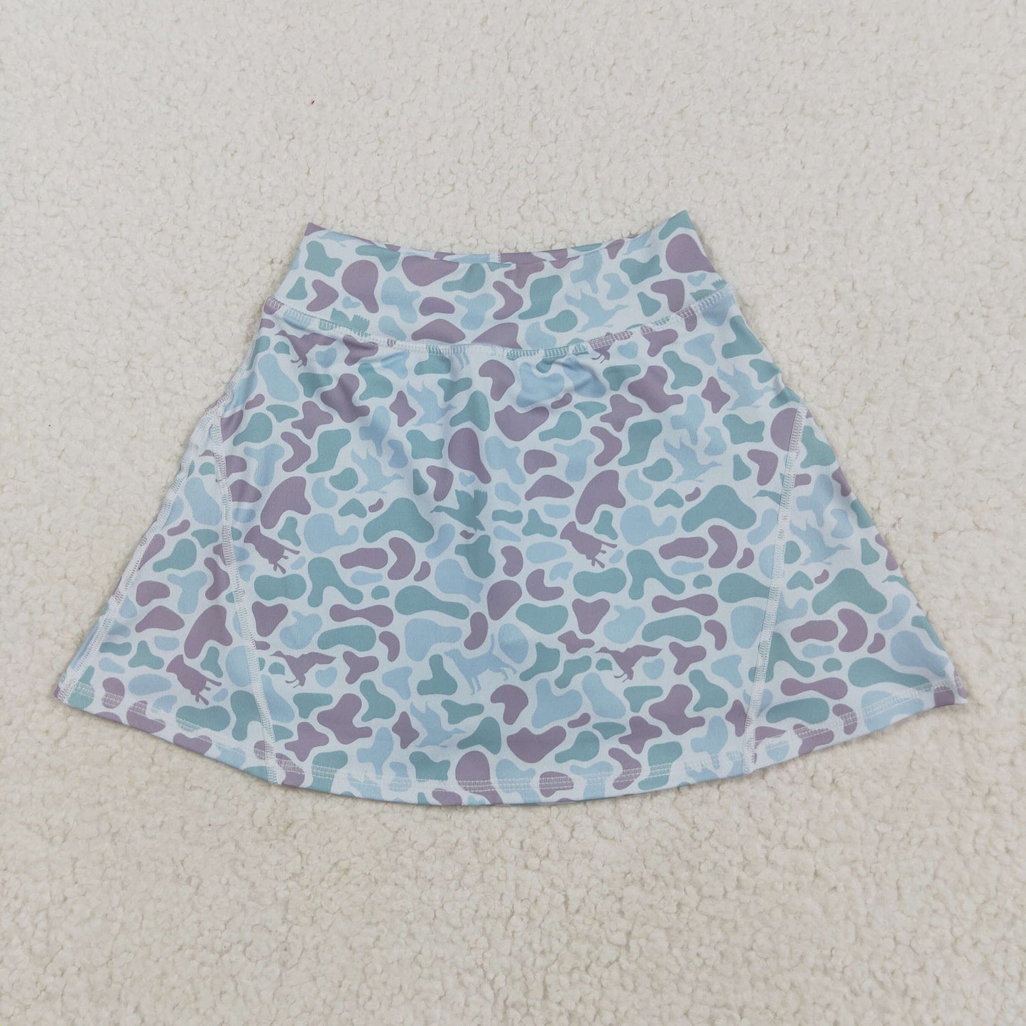 RTS NO MOQ（In Stock ) GLK0128 Light brown and green camouflage yoga skirt with duck and puppy patterns