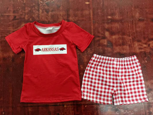 custom moq 5 eta 4-6weeks summer baby boys clothes team red short sleeve shorts set=
