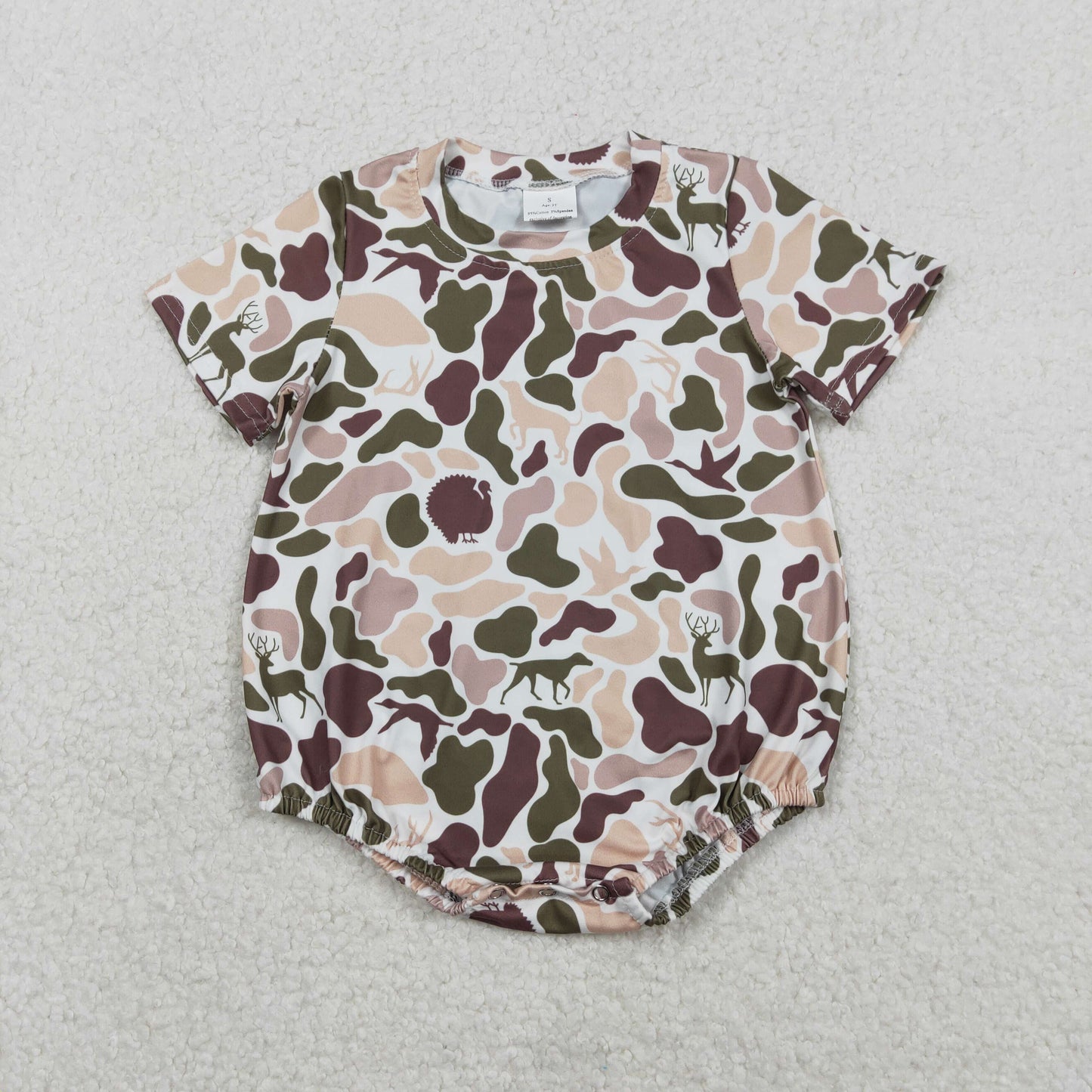 RTS NO MOQ（In Stock) SR3451 Mama's Boy Duck and Puppy Camouflage Short-Sleeve Jumpsuit
